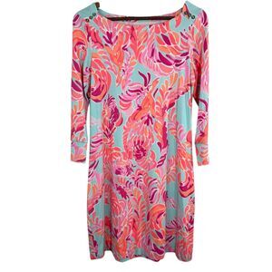 Lilly Pulitzer Poolside Love Birds Dress Sz M Colorful Resort Vacation Beachy